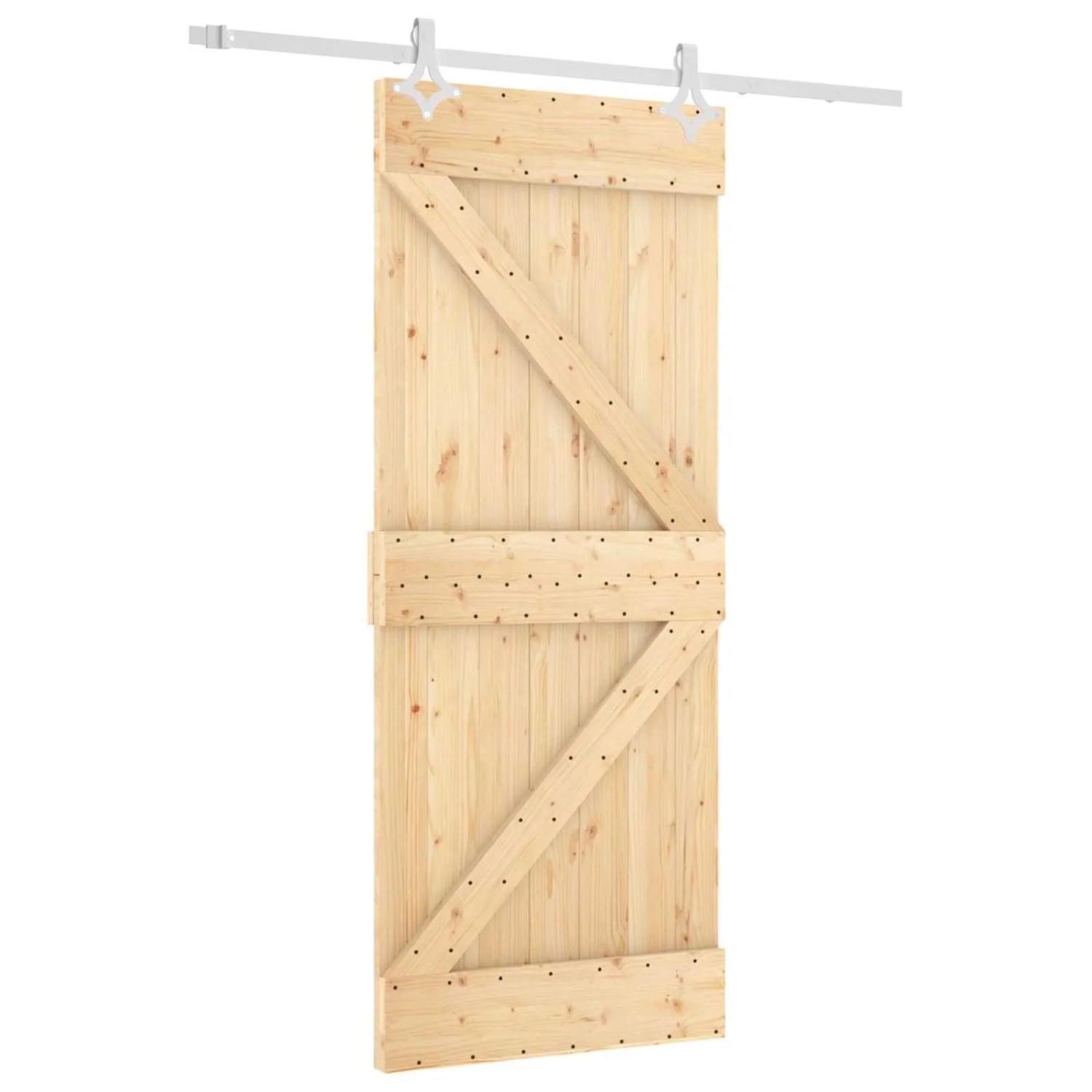 vidaXL Schiebetür Natur und Weiß 85 x 210 cm Massivkiefer 3445096