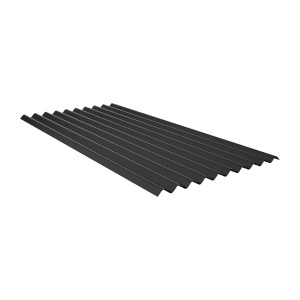 Schwarze Salux ReWell Wellplatte (2000x940x1,8mm) für Bitumenbedachung.