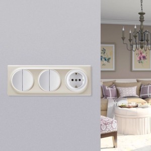 OneKeyElectro Abdeckrahmen für Lichtschalter Steckdose 3fach Waagerecht Unterputz Serie Florence Beige