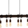 Eglo Townshend Pendelleuchte, 6-flammig, schwarz-braun, mit E27 Fassungen. Vintage Design.