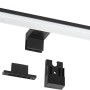 Schwarze Oktaplex LED-Spiegelleuchte 40cm mit Montagezubehör für Wand, Schrank oder Spiegel.