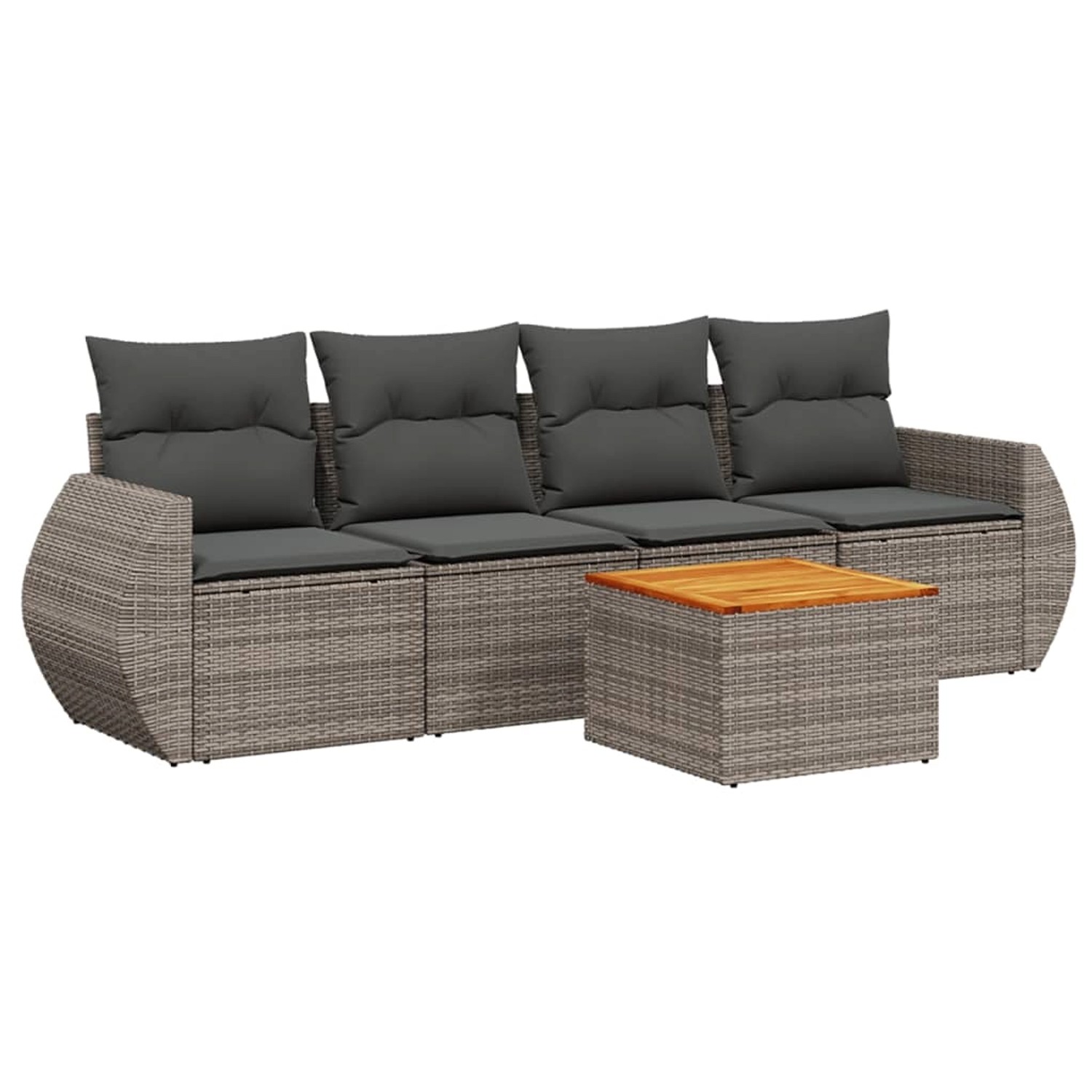 vidaXL 5-Tlg Garten-Sofagarnitur mit Kissen Grau Poly Rattan 3257215 günstig online kaufen