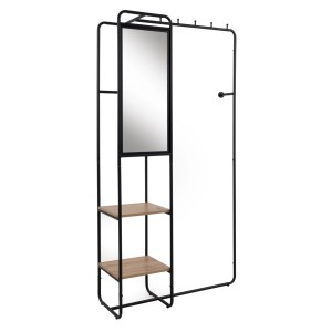 Furn.Design Kompaktgarderobe Schwarz Metall 100 cm mit Spiegel Wick