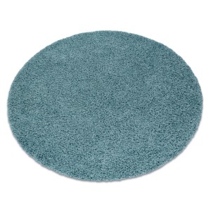 RugsX Teppich Soffi VG15619, runder blauer Shaggy Teppich, 100x100 cm.