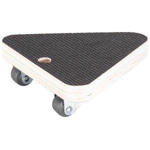 Dreieckige Wagner Transporthilfe aus Pappelholz mit 3 Rollen, Tragkraft 100 kg.