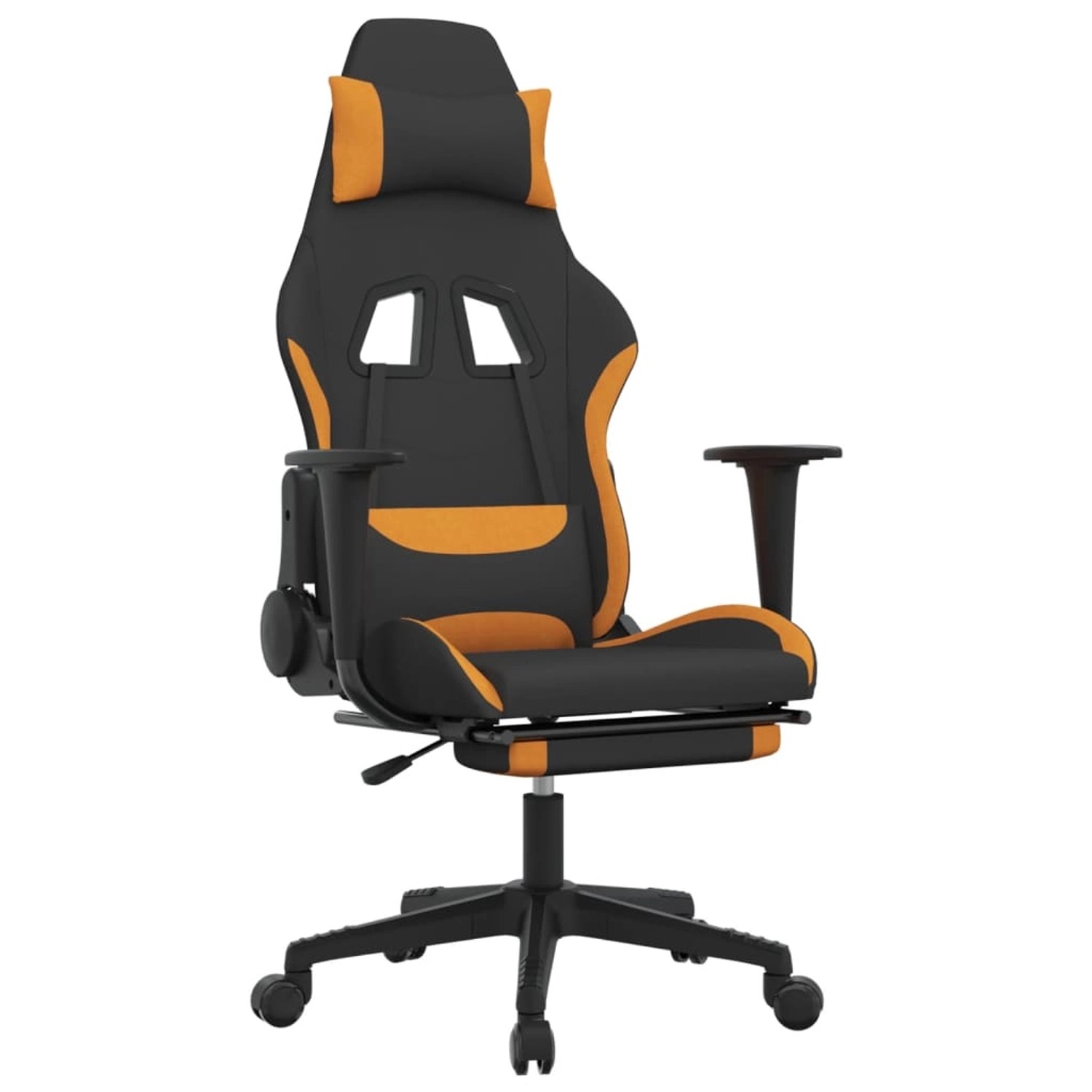 vidaXL Gaming-Stuhl mit Massage & Fußstütze Schwarz und Orange Stoff Modell günstig online kaufen