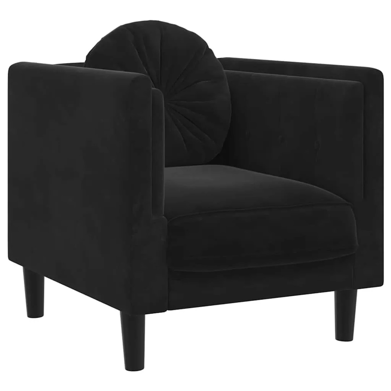 vidaXL Sessel mit Kissen Schwarz Samt 372627