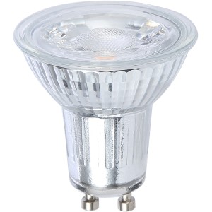 Näve GU10 LED Reflektor R50, 7W, 600lm, 4er Set. Klares Glasgehäuse, silberner Sockel.