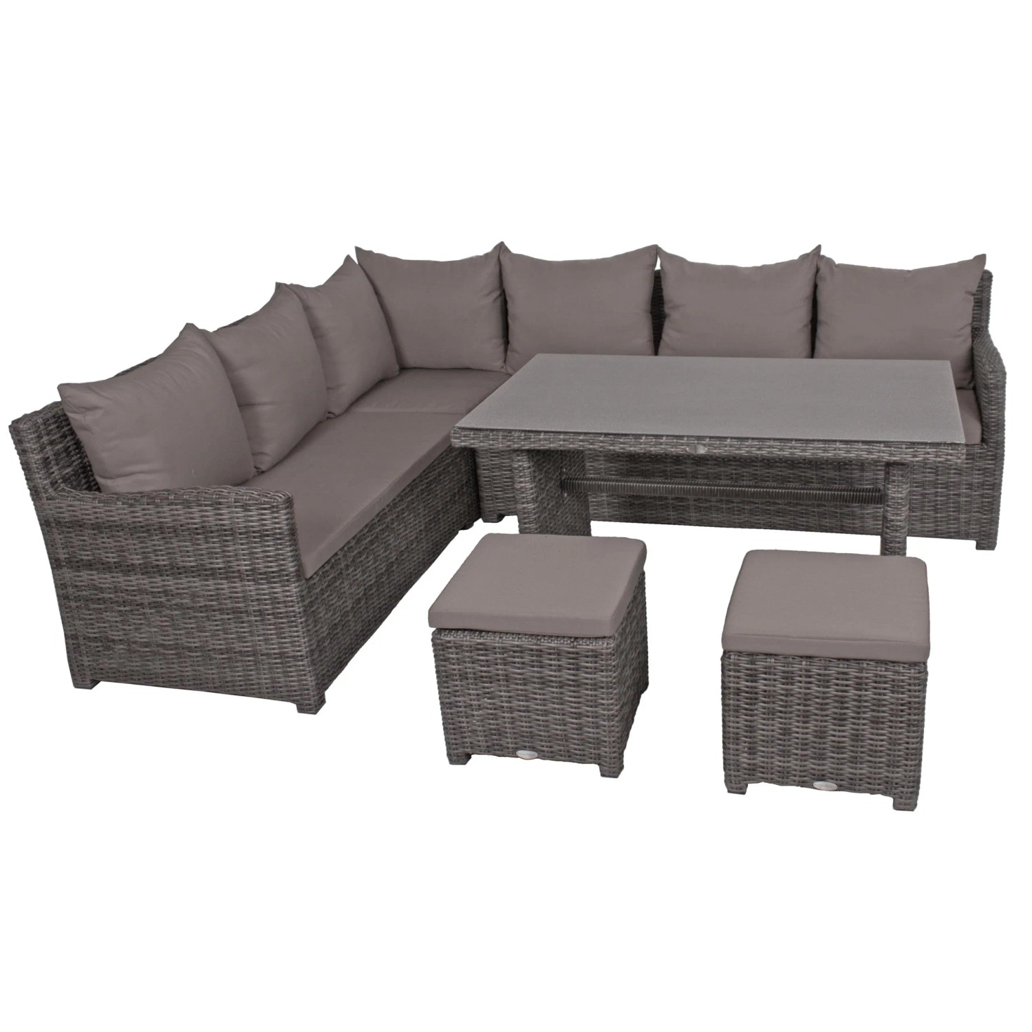 DELUKE Gartenloungeset VIKTOR Alu-Kunststoff Dunkelgrau Gartenmöbel Set Garten Lounge-Eckgruppe Lounge-Set Pool Loungegarnitur