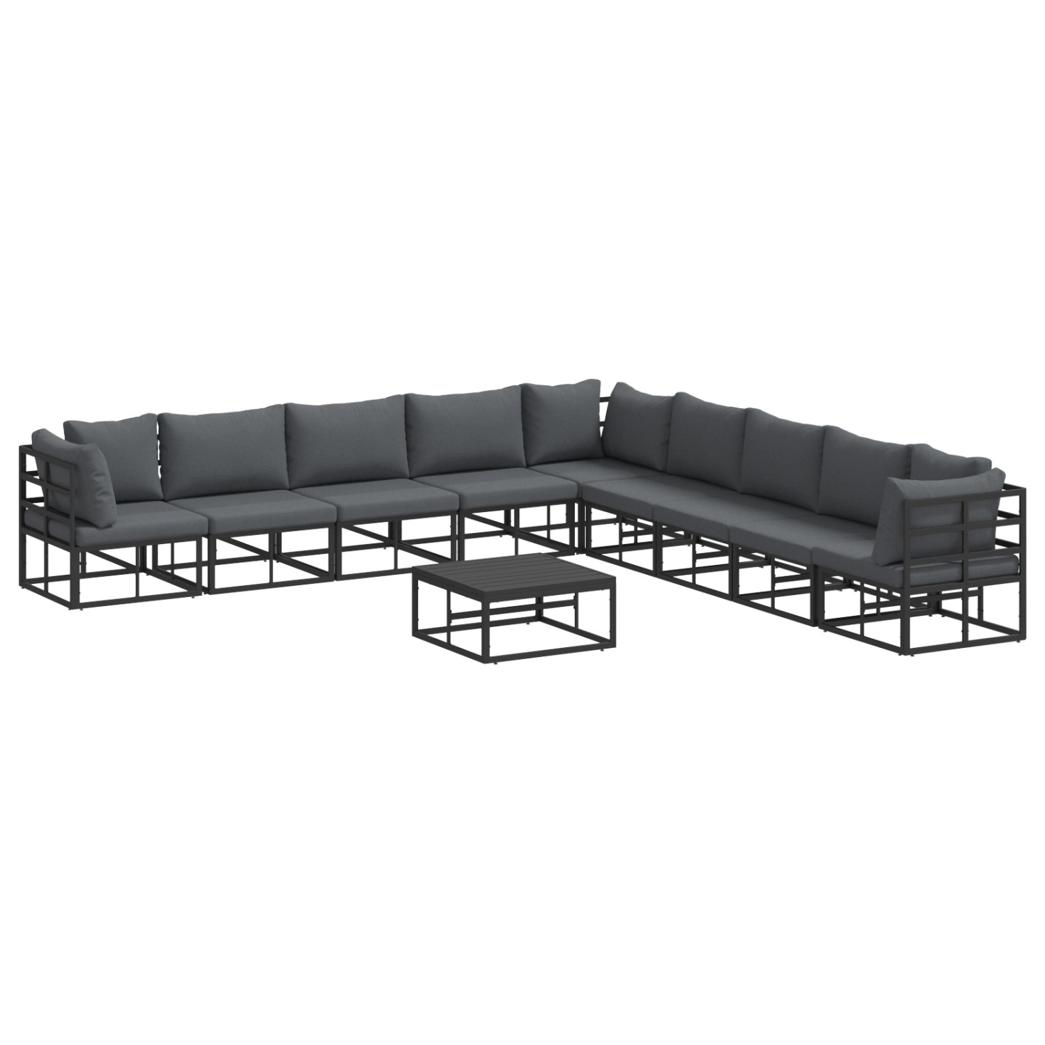 vidaXL Garten-Sofa-Set mit Kissen 10-Tlg Schwarz Aluminium 3378877 günstig online kaufen