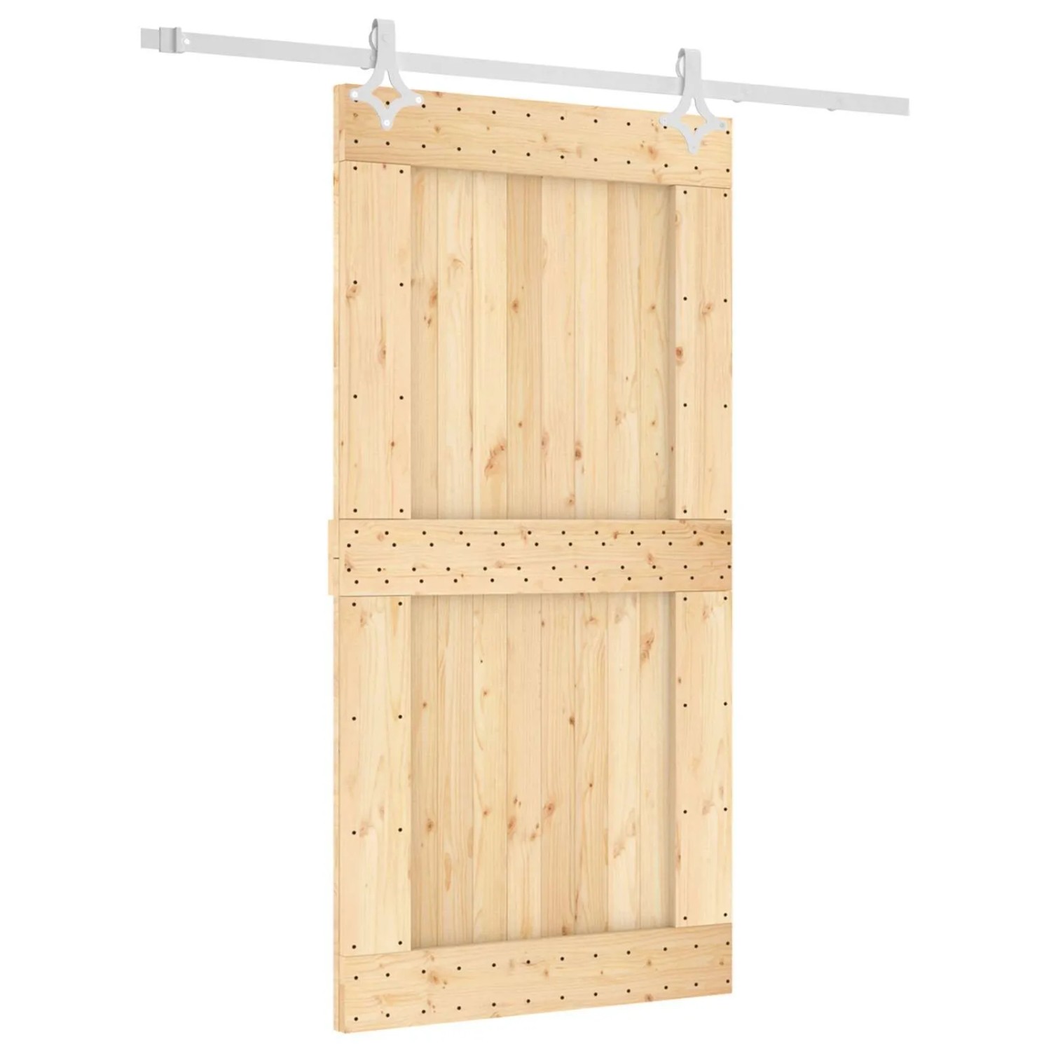 vidaXL Schiebetür Natur und Weiß 100 x 210 cm Massivkiefer 3445112