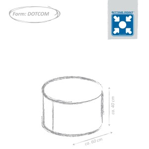 Skizze: Blauer Sitting Point Hocker Outside, 120 l, für Indoor & Outdoor. Ca. 40x60x60 cm.