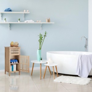 Relaxdays Badschrank Walnussholz Natur Freistehend 82 cm x 40 cm x 29 cm 6,8 kg