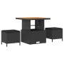 Schwarzes 11-tlg. vidaXL Garten-Sofa-Set aus Poly Rattan mit Tisch und Hockern.
