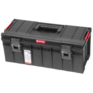 Schwarzer PROREGAL QBRICK Werkzeugkasten Pro, 22 Liter, mit Deckelgriff und Klemmverschlüssen.