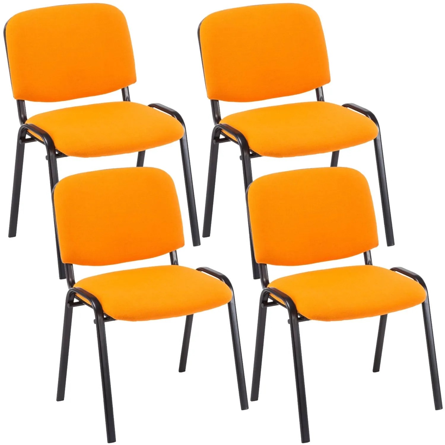 DELUKE 4er Set Besucherstuhl ZAGREB Stoff Orange 53x53x83cm Konferenzstuhl Wartezimmerstuhl Bürostuhl