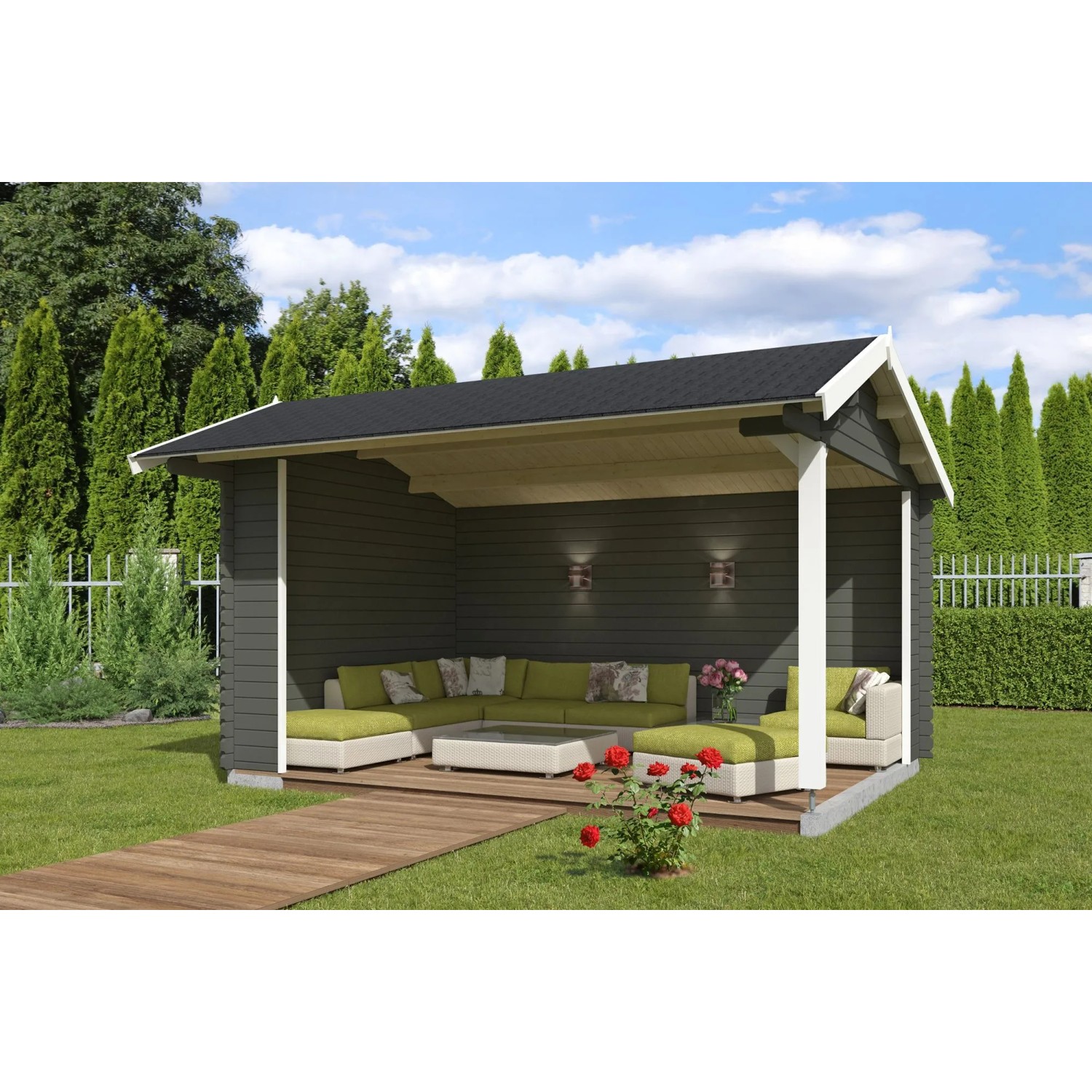 Lasita Gartenhaus San Diego 425 cm x 300 cm Grau-Grün