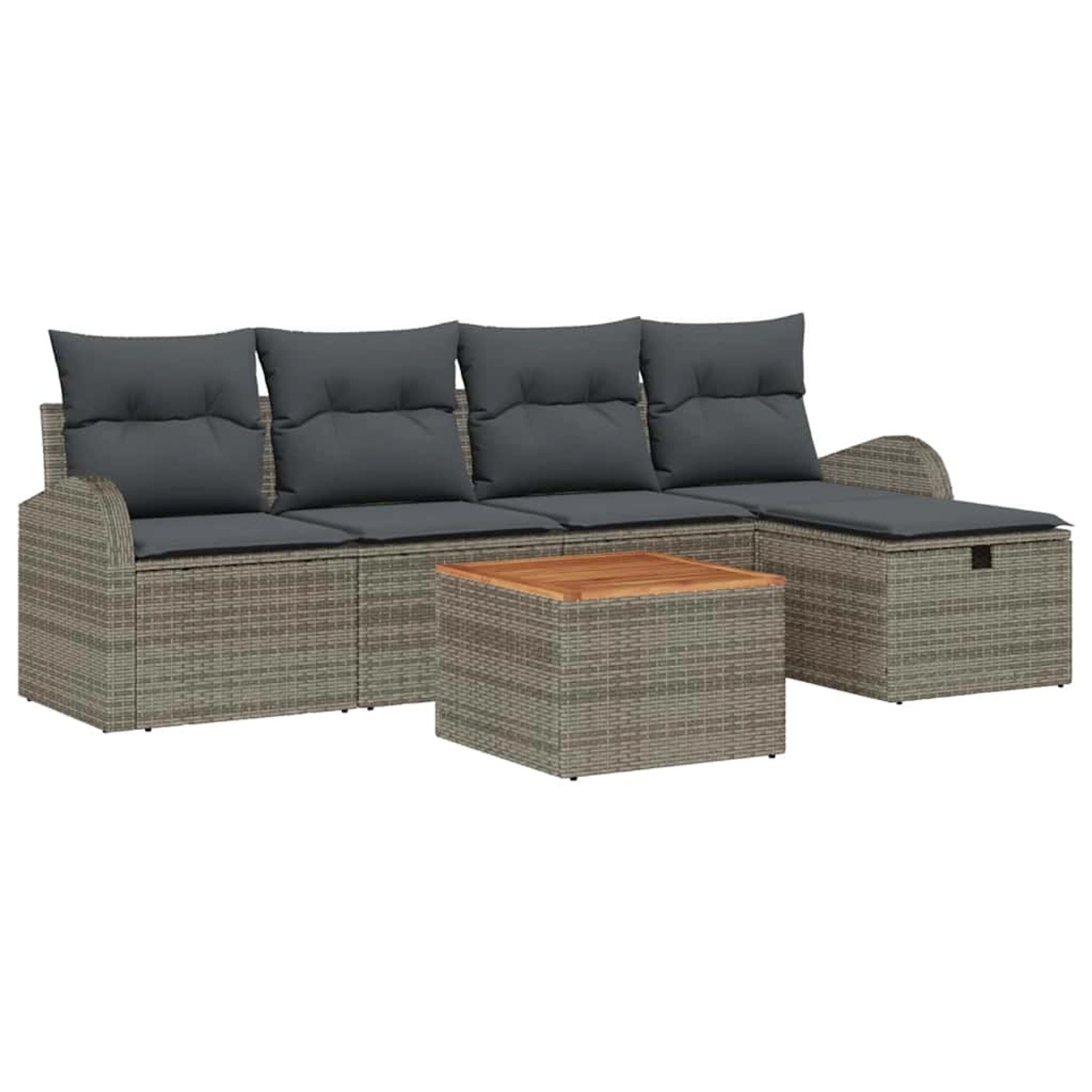 vidaXL Garten-Sofa-Set mit Kissen mit Speicher 6-Tlg Grau Poly Rattan 33595 günstig online kaufen