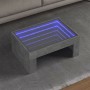 Betongrauer Couchtisch mit Infinity-LED-Spiegel für Wohnzimmer.