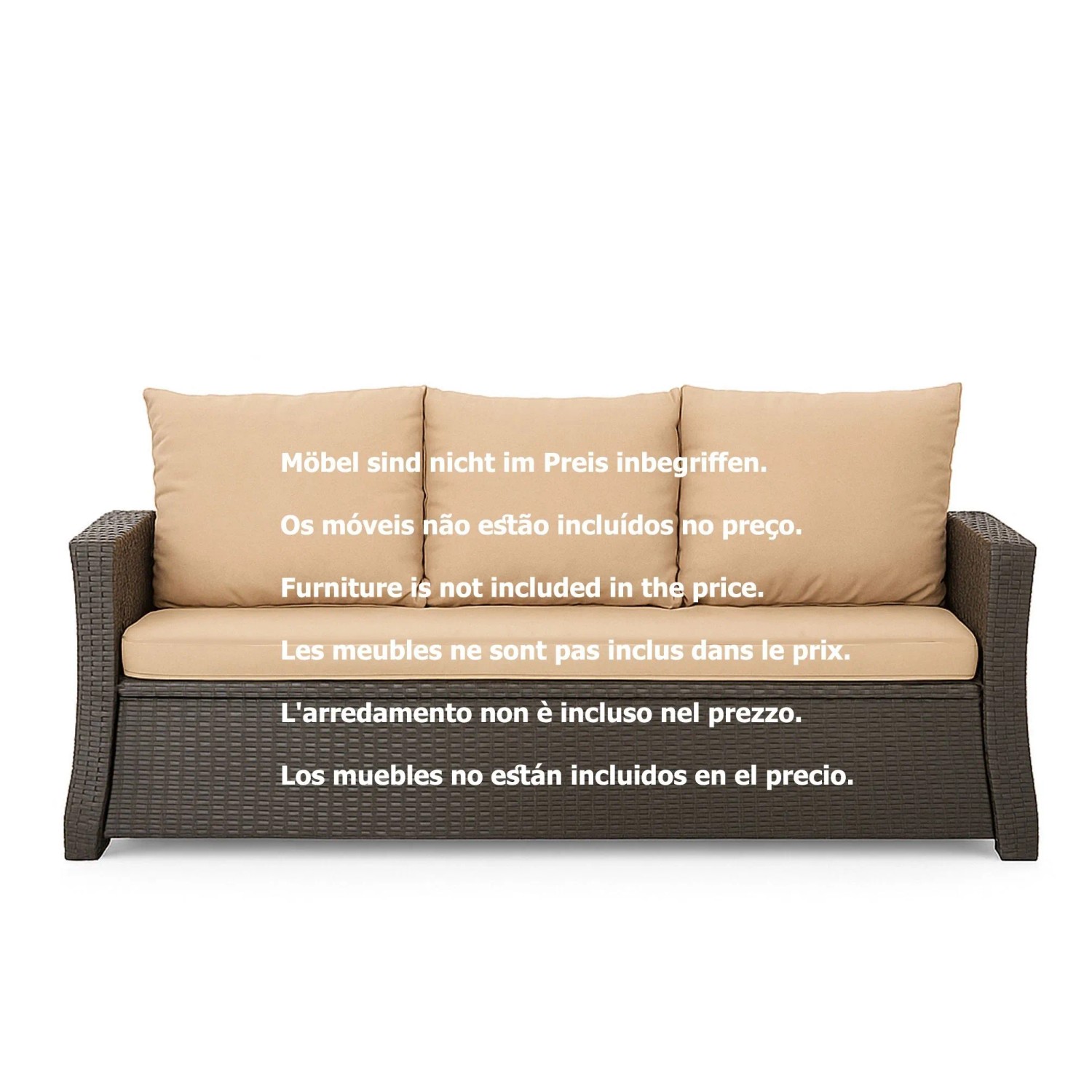 Beiges Setgarden Mix Bench Kissen für 3-Sitzer Gartenbank, 160x60 cm + 3 Rückenkissen.