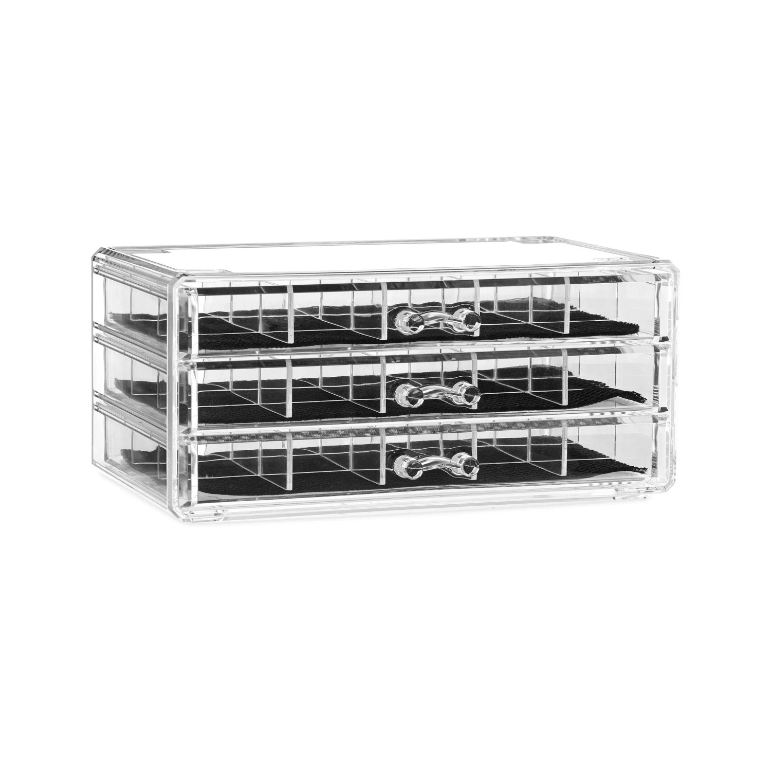 Relaxdays Make-up Organizer Acryl Transparent 3 Schubladen 10,5 cm x 23,5 cm x 15,5 cm 1 kg