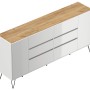 Posseik Sideboard Industrial R, weiß/Eiche, 200 cm breit, mit 6 Schubladen und 2 Türen.