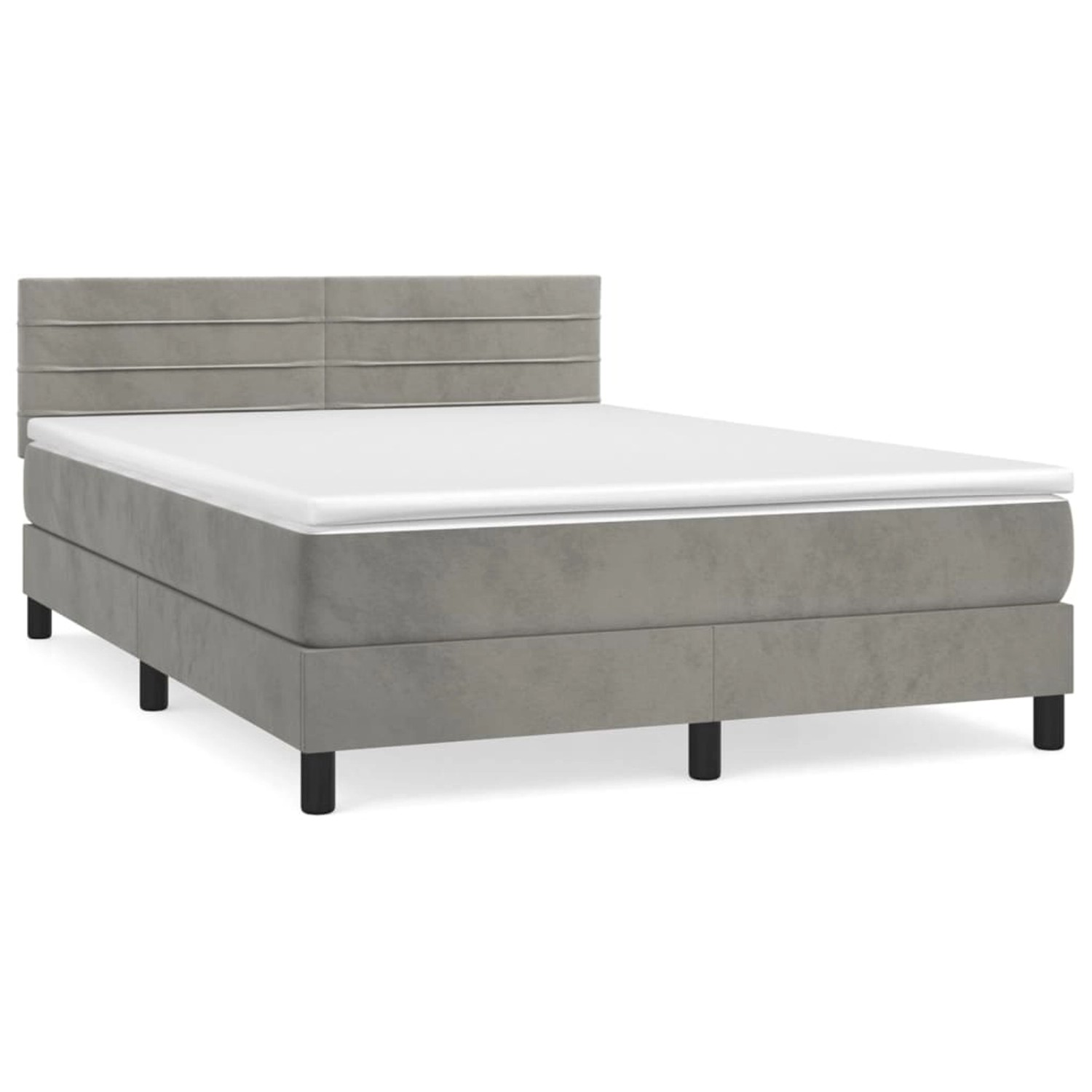 Vidaxl Boxspringbett Mit Matratze Hellgrau 140x200 Cm Samt günstig online kaufen