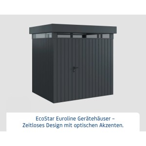 EcoStar Gerätehaus Euroline, anthrazitfarben mit Lichtband, 229x179 cm.