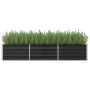 Anthrazitfarbenes Metall-Hochbeet (240x80x45cm) mit Bepflanzung. Ideal für Garten, Balkon oder Terrasse.