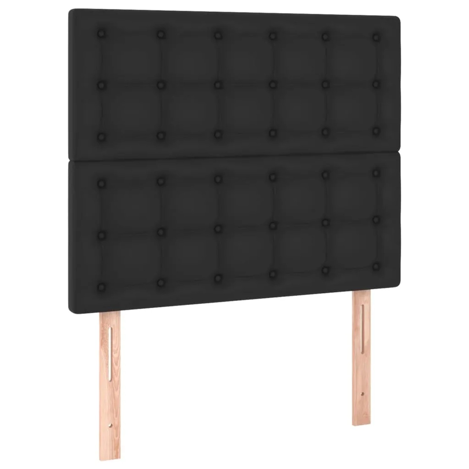 Schwarzes vidaXL Boxspringbett 100x200 cm mit Kunstleder-Kopfteil und Holzfüßen.