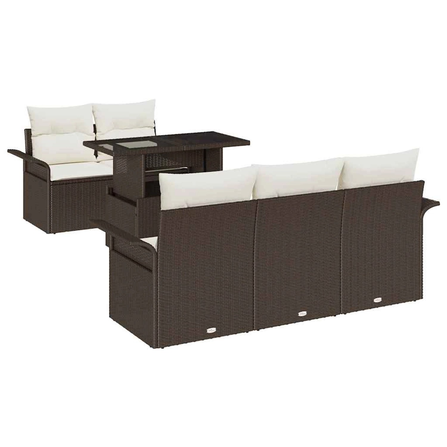 vidaXL Garten-Sofa-Set mit Kissen 6-Tlg Braun Poly Rattan 3348194 günstig online kaufen