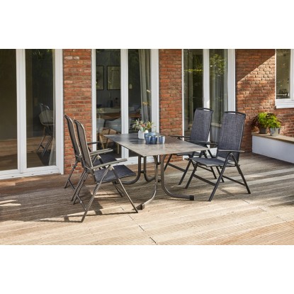 Siena Garden Dining-Set Livorno 5-teilig 4 x Klappsessel 1 x Klapptisch