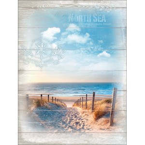 Leinwandbild Nautic Mare I, 57x77cm, mit Dünenweg zum Meer unter blauem Himmel.