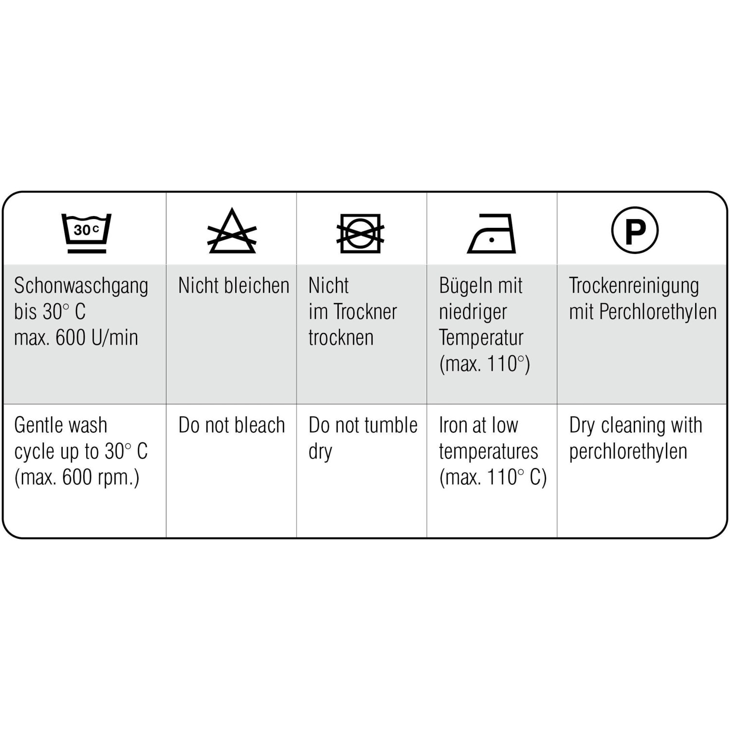 Pflegehinweise für Bennetti Schal: Waschen bis 30°C, nicht bleichen, nicht trocknergeeignet, bügeln bei niedriger Temperatur, chemische Reinigung möglich.