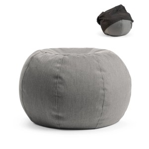 mokebo Outdoor Pouf 'Der Kugelige' in Steingrau, runder Sitzhocker mit Schutzhülle für Balkon und Garten.