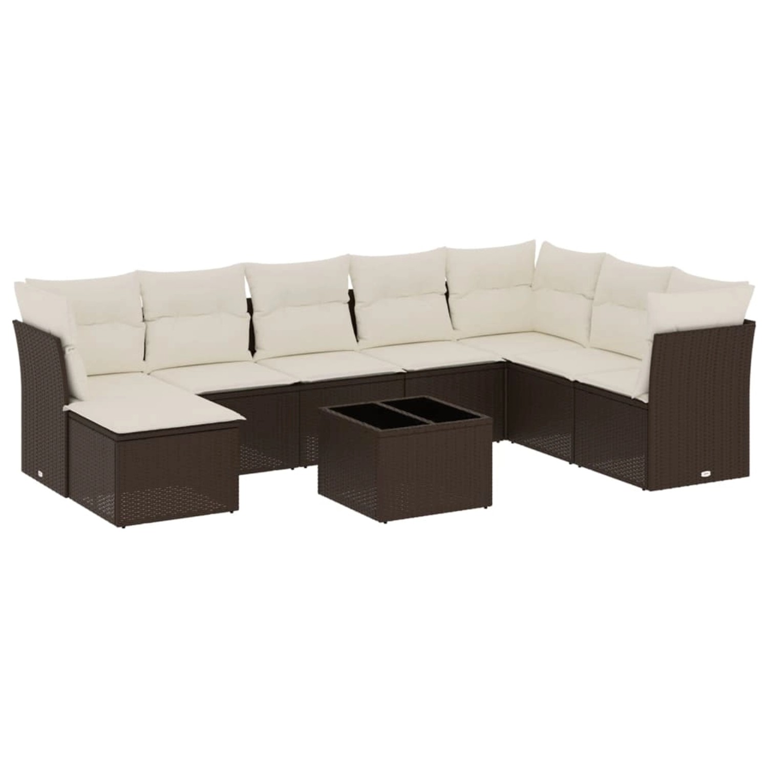 vidaXL 9-Tlg Garten-Sofagarnitur mit Kissen Braun Poly Rattan 3218063 günstig online kaufen