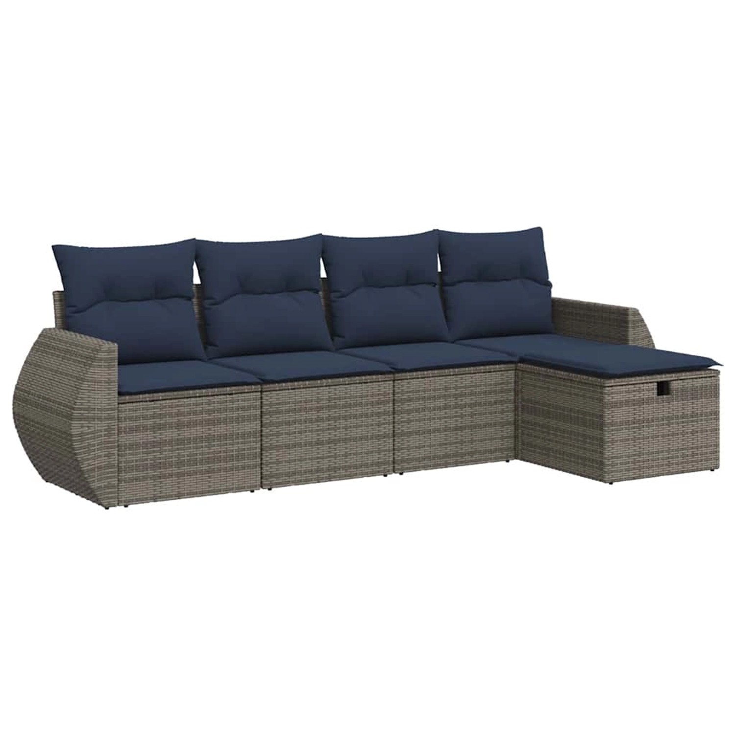 vidaXL 5-Tlg Garten-Sofagarnitur mit Kissen Grau Poly Rattan 3325567 günstig online kaufen