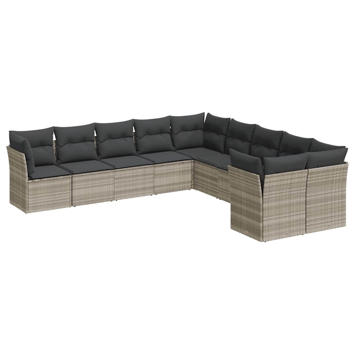vidaXL 10-Tlg Garten-Sofagarnitur mit Kissen Hellgrau Poly Rattan 3218242 günstig online kaufen