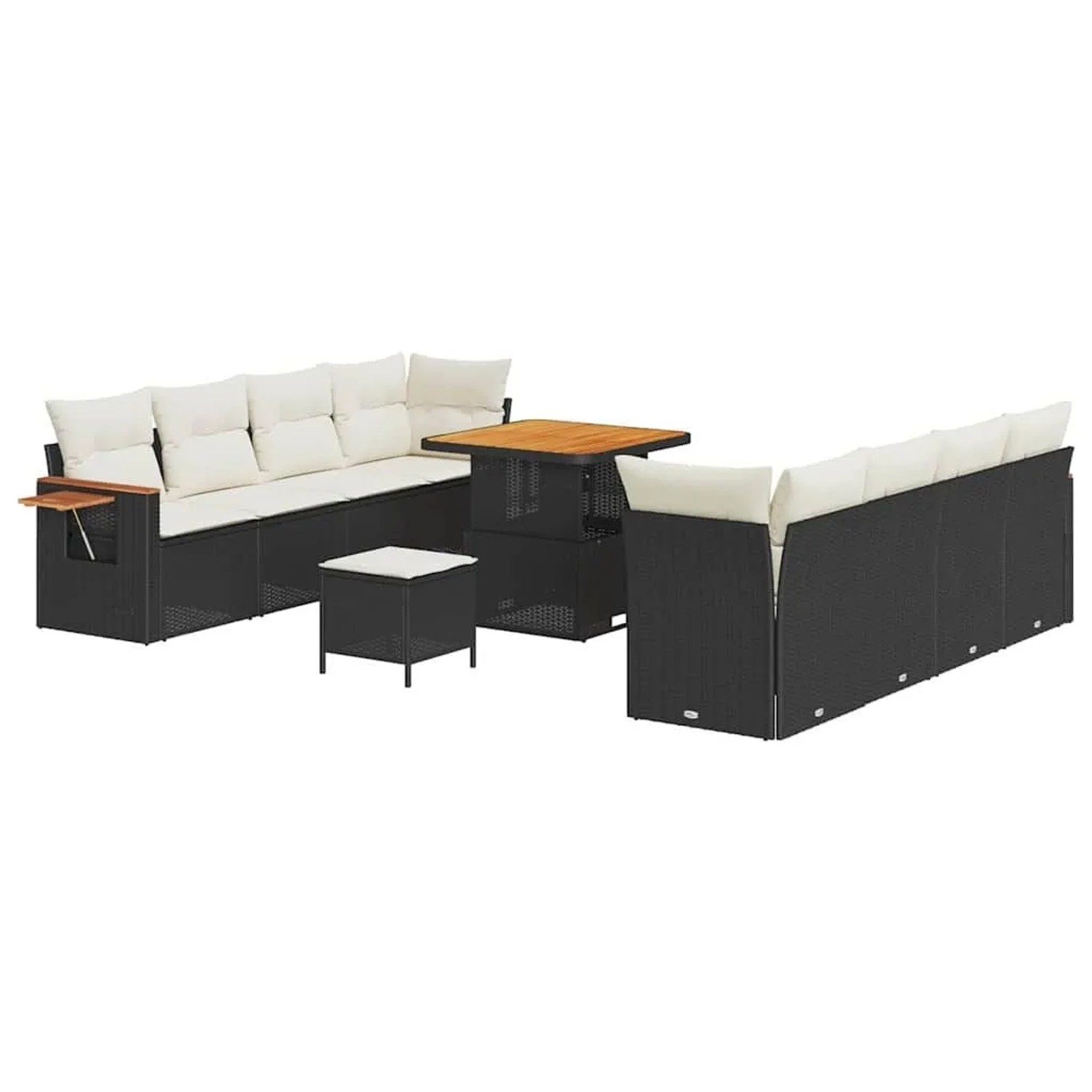 vidaXL Gartensofa-set mit Kissen 11-Tlg Schwarz und Creme 3363145 günstig online kaufen