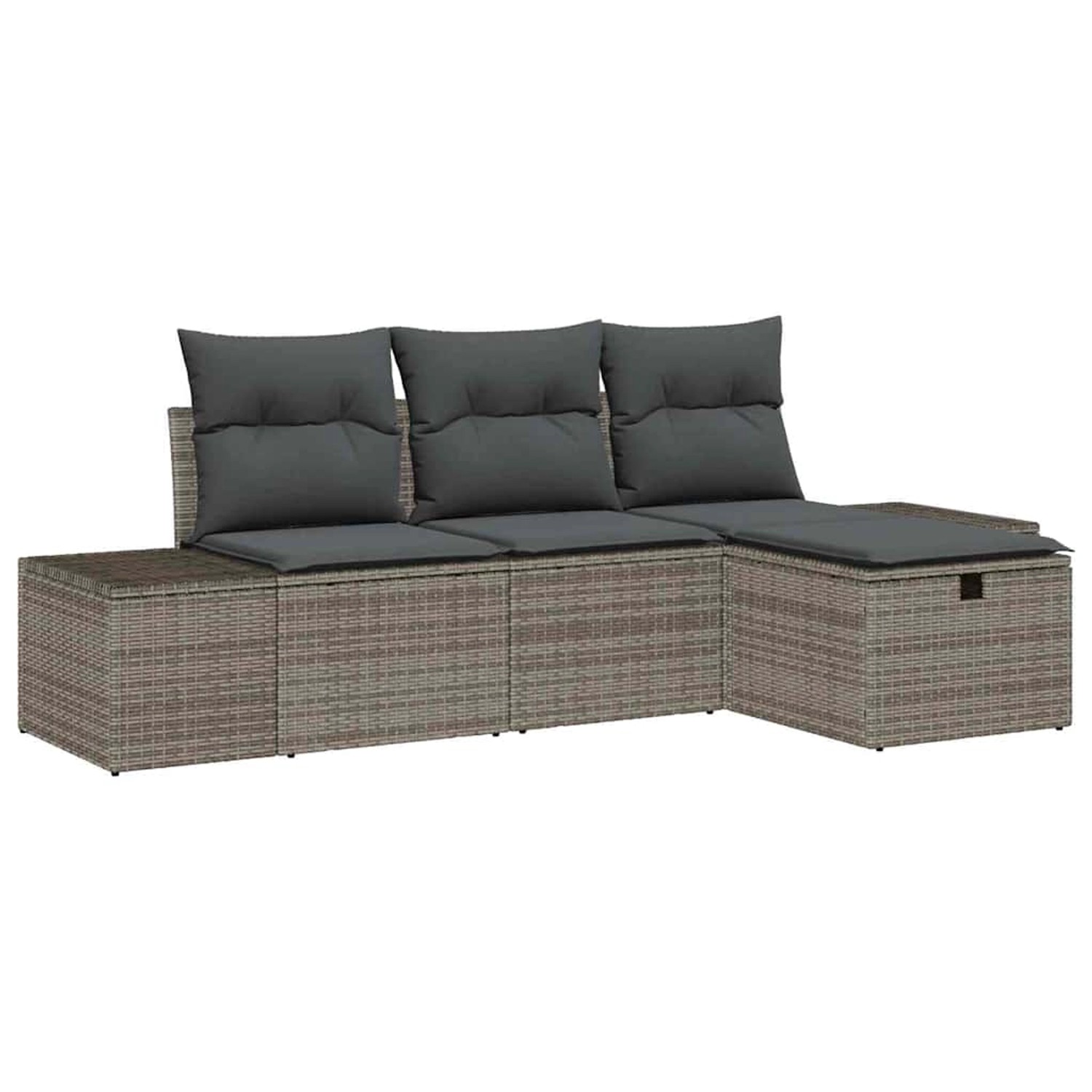vidaXL Garten-Sofa-Set mit Kissen 4-Tlg Grau Poly Rattan 3359348 günstig online kaufen