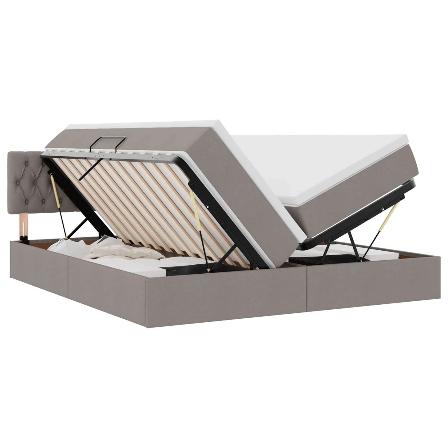 vidaXL Aufbewahrungsbett mit Matratze Taupe 180 x 200 cm Kunstleder 3370940