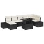 Schwarzes 8-tlg. vidaXL Garten-Sofa-Set aus Poly Rattan mit verstellbarem Tisch. Gartenmöbel für Terrasse und Garten.