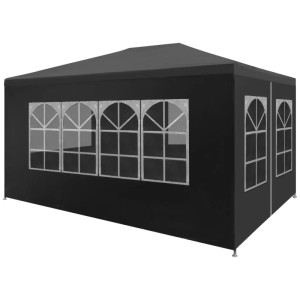 Anthrazitfarbenes Partyzelt 3x4 m von vidaXL mit Fenster und Stahlrahmen.