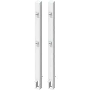Weißes Torpfostenset zum Einbetonieren, 8x8x145cm, mit angeschweißten Kloben für Doppeltore.