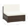 vidaXL Gartenmöbel: Lounge-Eckelement aus braunem Rattan mit cremeweißen Auflagen.