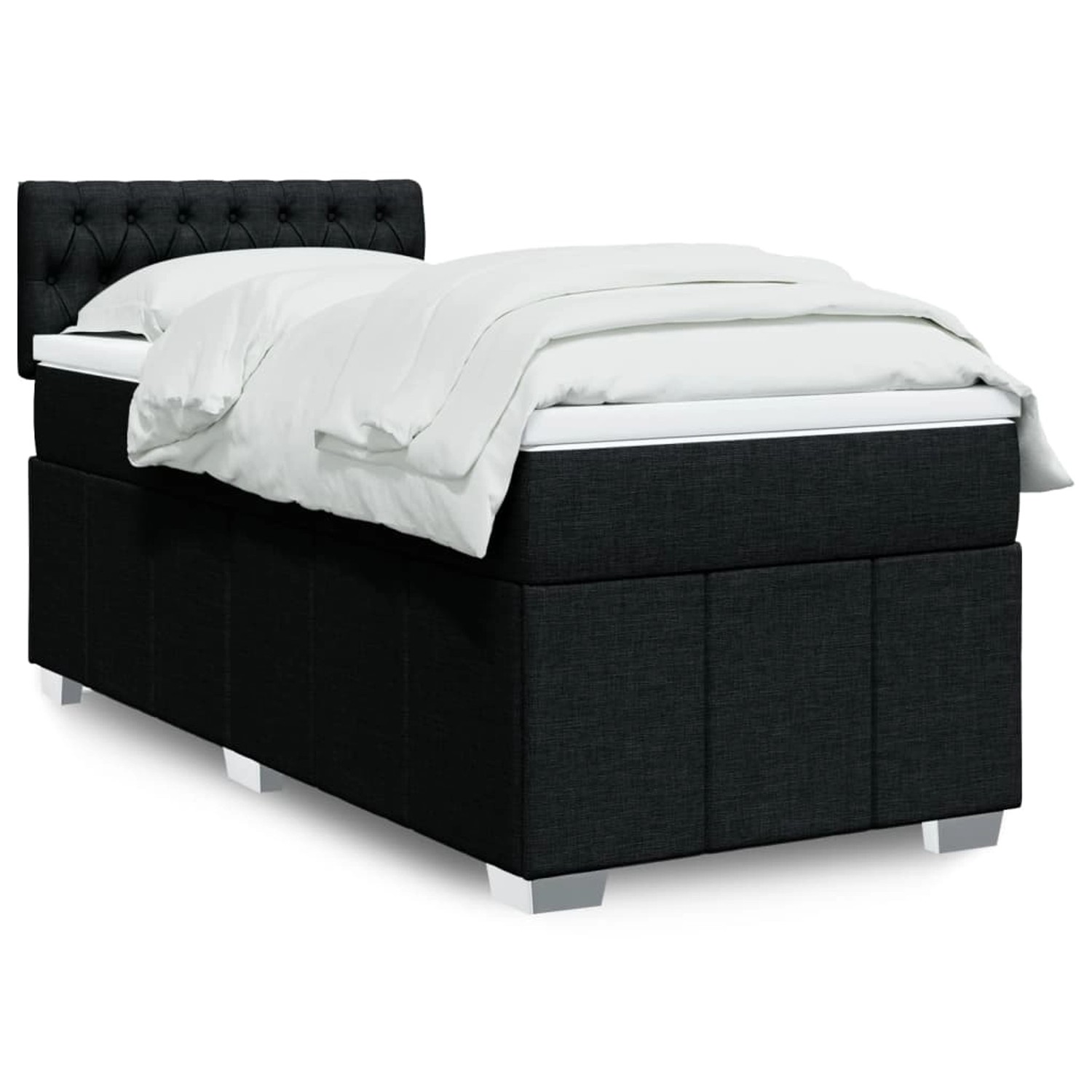 vidaXL Boxspringbett mit Matratze Schwarz 90x190 cm Stoff 3289232 günstig online kaufen