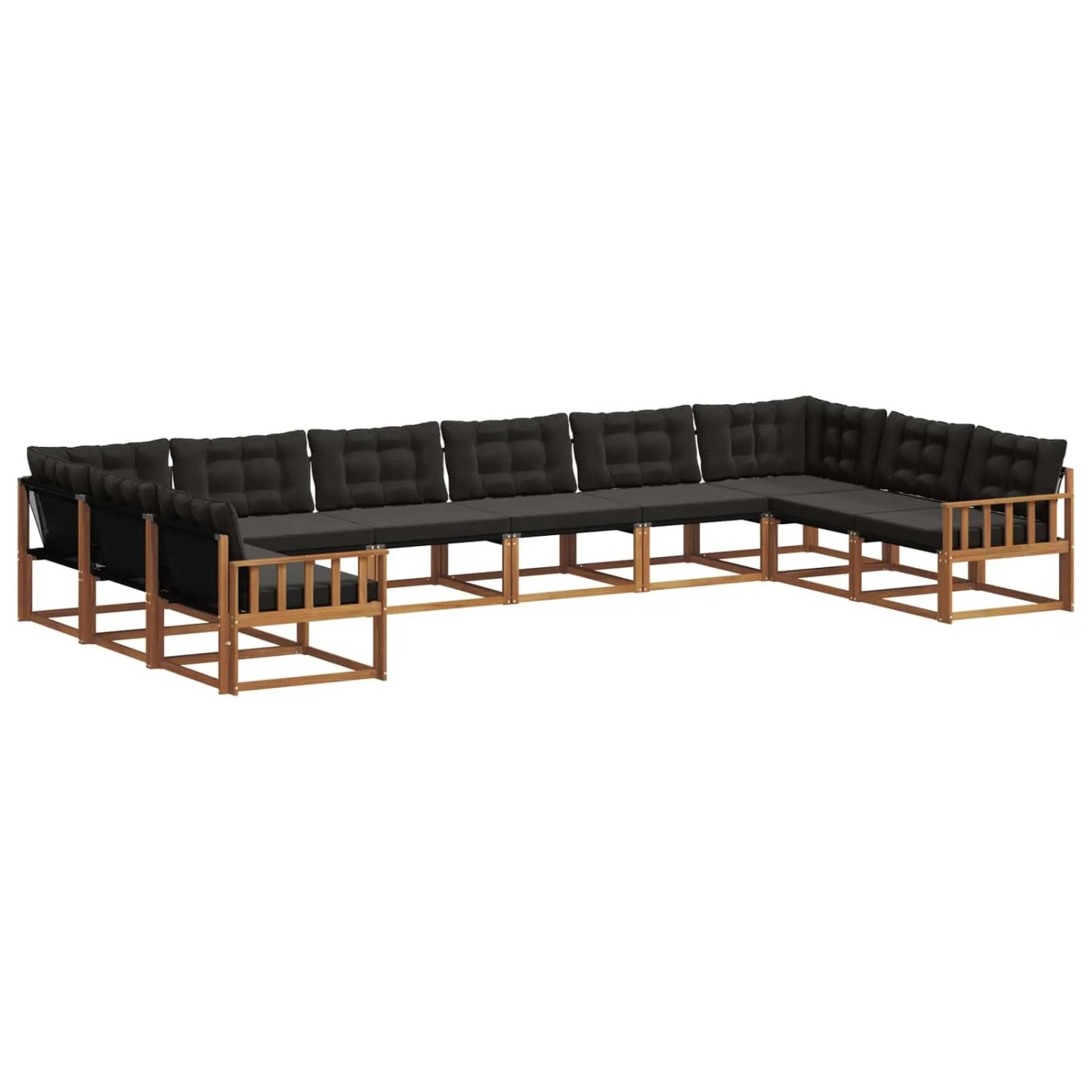 vidaXL Outdoor-Sofagarnitur mit Kissen 10-Tlg Natur und Schwarz 3369887