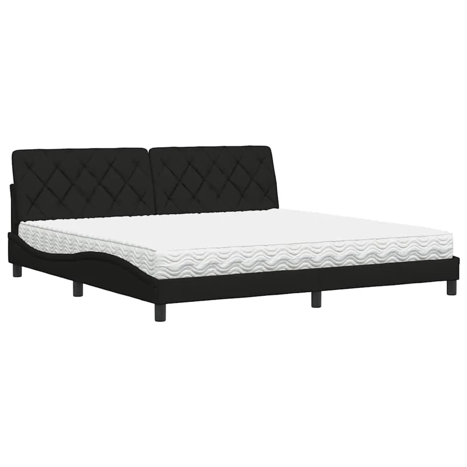 vidaXL Bett mit Matratze Schwarz 200x200 cm Stoff 3310764
