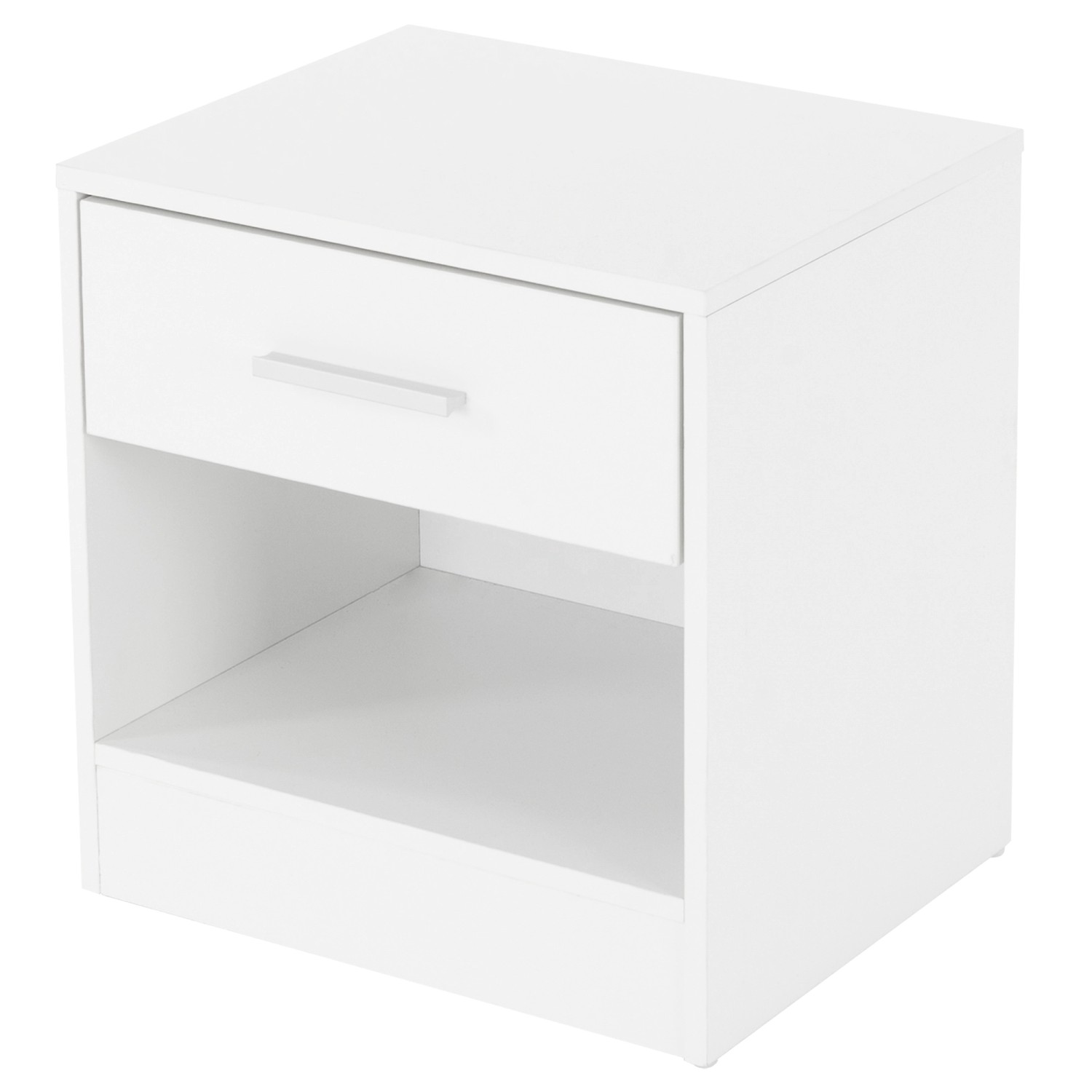 ML-Design Nachttisch mit Einer Schublade Offenem Fach Weiß Holz 36,5x38,5x3 günstig online kaufen