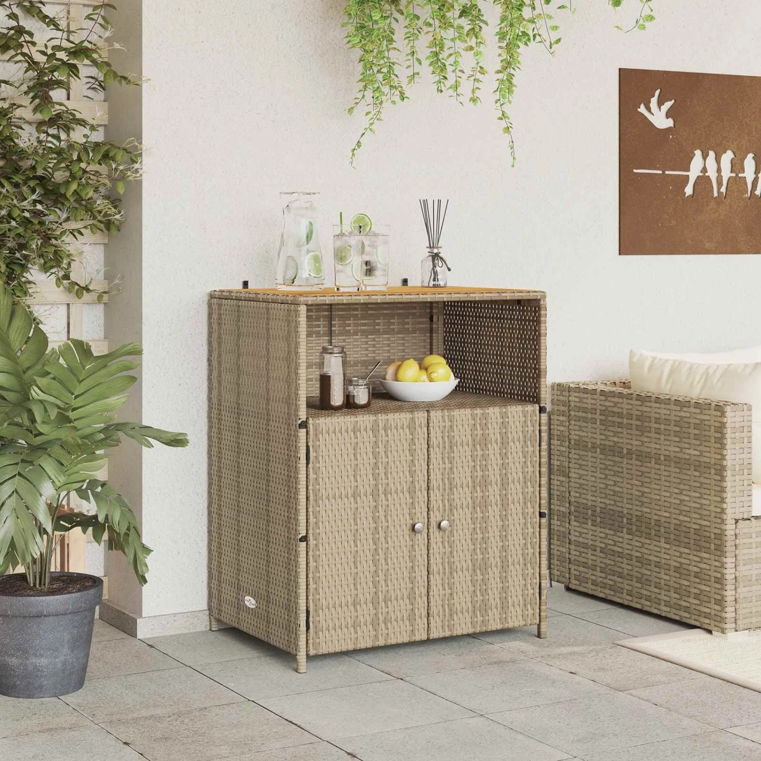 vidaXL Schrank mit Tür Beige 70 x 50 x 87 cm Polyester und Roly Ratten 42026914_3